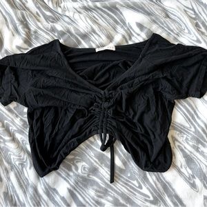 Black scrunched crop top